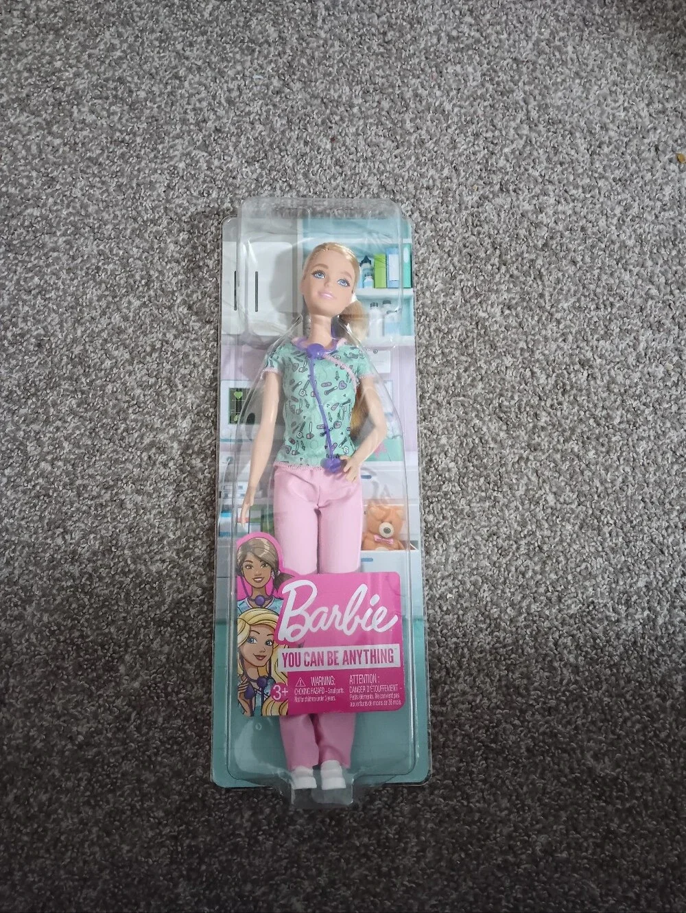 Barbie Nurse Doll in Pink Pants & Mint Top with Purple Stethoscope